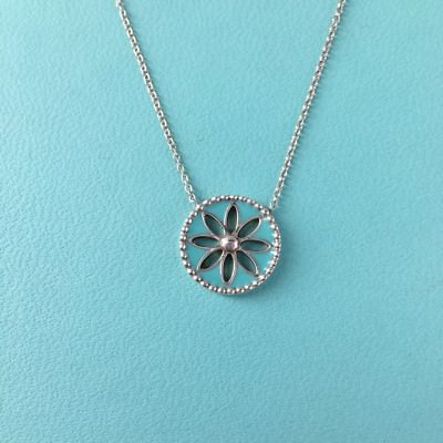 RARE Tiffany & Co Silver Blue Enamel Daisy Round 18.5