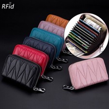 RFID Blocking Credit Card Holder Wallet Leather Men Women Zipper Purse Wallets