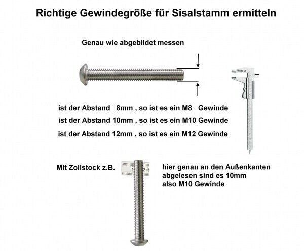 15 cm Sisalstamm, Ersatzstamm für Kratzbaum, 12-90 cm (M8M10M12)(Schwarz)