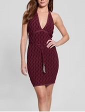 Guess marciano Lucia Belted Wavy Sweater Dress red Y2K 90s sexy sz M