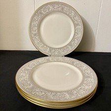 4 Vtg Franciscan Masterpiece China Grey Renaissance Gold Trim 8.25 Salad Plates