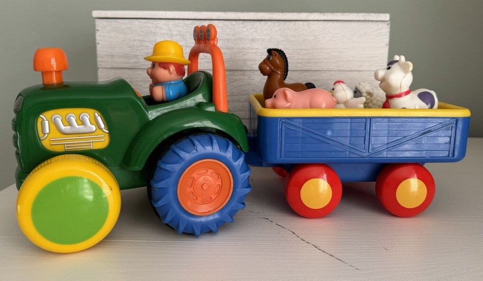 Big Steps Old Macdonald Tractor & Trailer With Farm Animals. Lights And