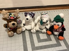 1998 Coca Cola Bean Bag Plush Lot Polar Bears Reindeer Penguin