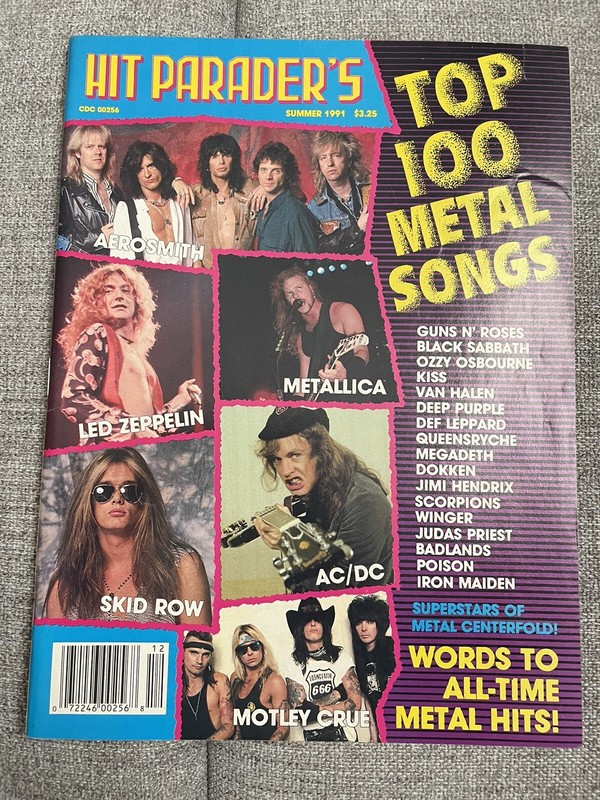 Hit Parader's Top 100 Metal Songs Summer 1991 Motley Crue AC/DC Zeppelin KISS
