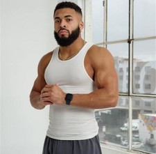 Men's A-shirt Lot Tank Top Cotton Wife Beater Ribbed Undershirt Gym Singlet Body