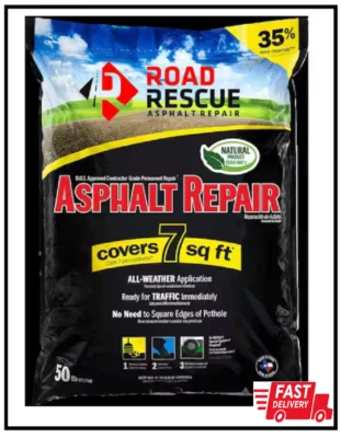 50 Lbs. Asphalt Repair Road Rescue Natural Limestone Rock Blacktop Patch Black