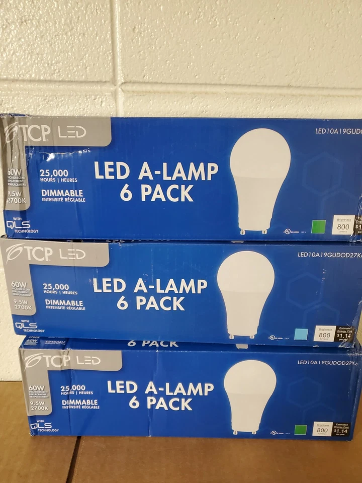 Lot(3) 6Pk -TCP LED10A19GUDOD27K6 LED GU24 60 Watt Equiv. Bulbs, A19, Soft White - Image 2 of 4