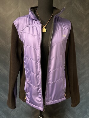 New Balance SZ L Women's Full Zip Fleece Black/Lilac Purple Jacket