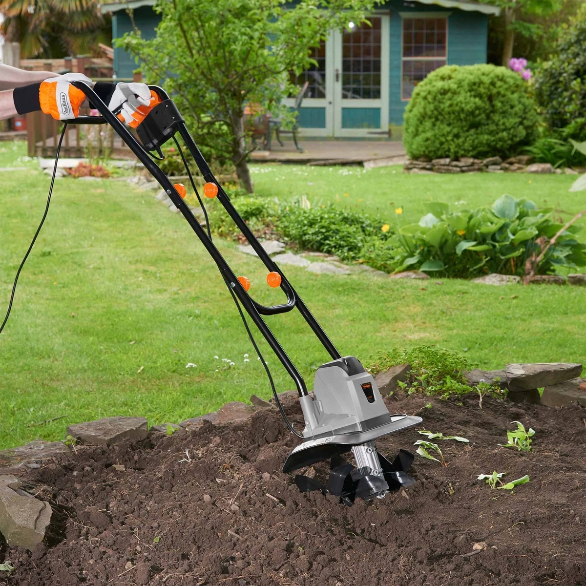 VonHaus Electric Tiller 1050W Garden Soil Cultivator Rotavator