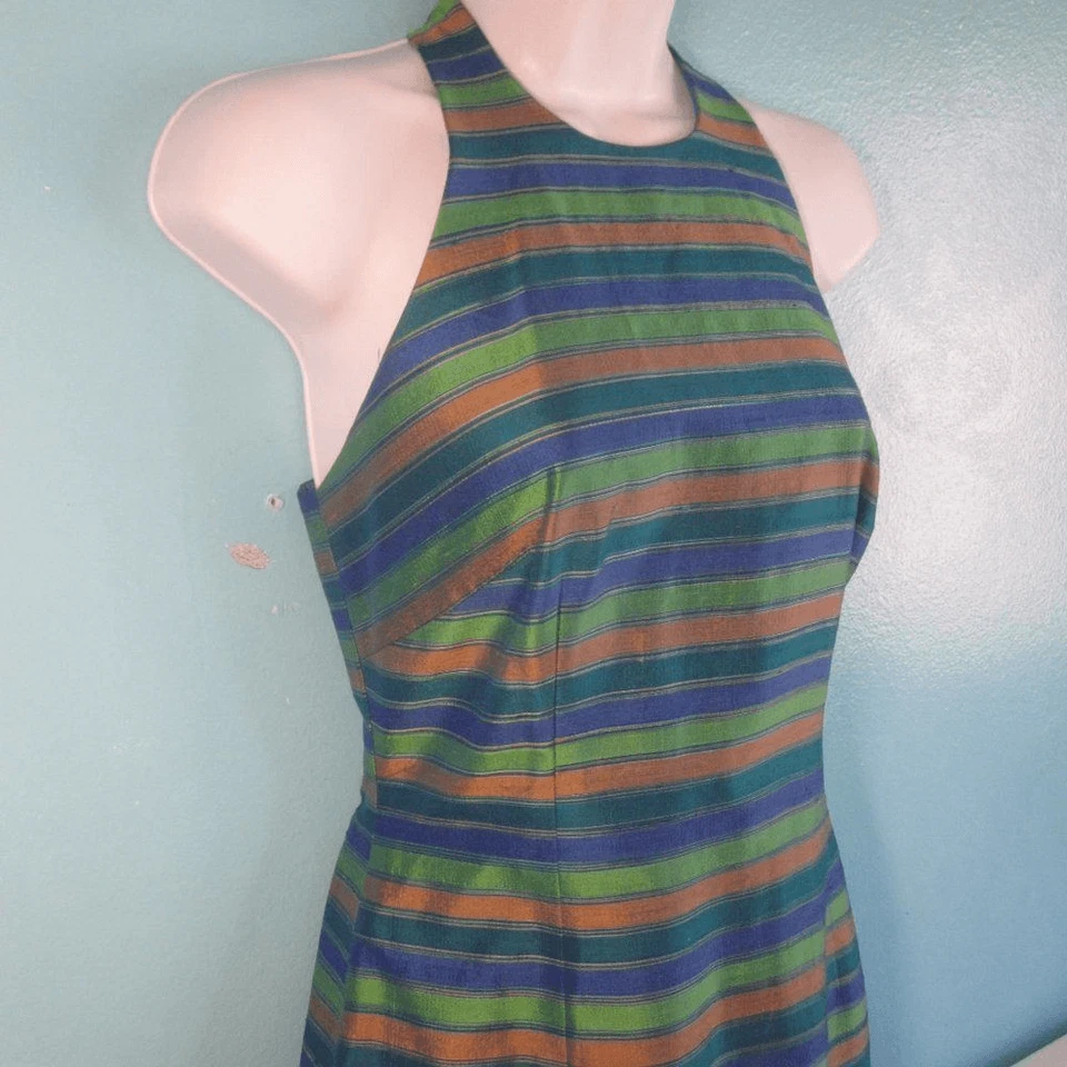 Vestido Laundry Shelli Segal Vintage Años 90 Seda Mujer Talla 6 Acetato Forrado Cremallera Foto 3 de 4