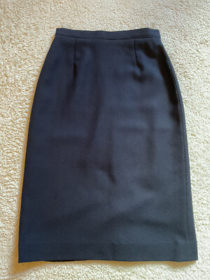 Vintage Planet Navy Wool Blend A Line Midi Skirt UK UK