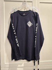 Mens SALTY CREW Medium Long Sleeve Shirt Sink Or Swim Fishing Navy Blue