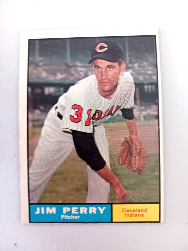 Lote de 9 1961. Bola de beisebol vintage Topps CLEVELAND INDIANS Jim Perry, Tito Francona - Imagem 4 de 4