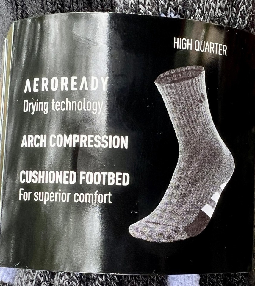 Adidas Mens Performance High Quarter Socks 4 Pair AEROREADY Compression