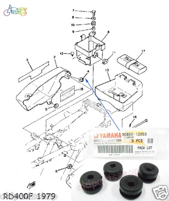 Yamaha RD125LC DT250 DT400 XT350 RD400 Side Cover Grommet x4pcs OEM 90480-12053 - Image 1 of 4
