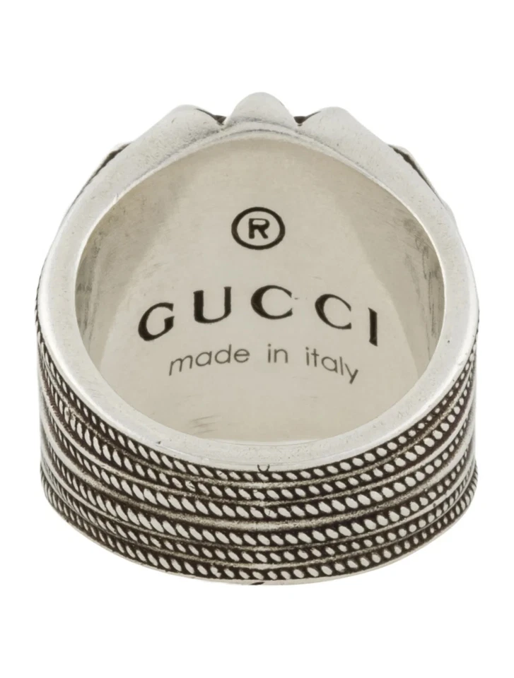 Anillo de cóctel Gucci entrelazado grabado en G talla 5,75 plata de ley 925 Italia Foto 3 de 4