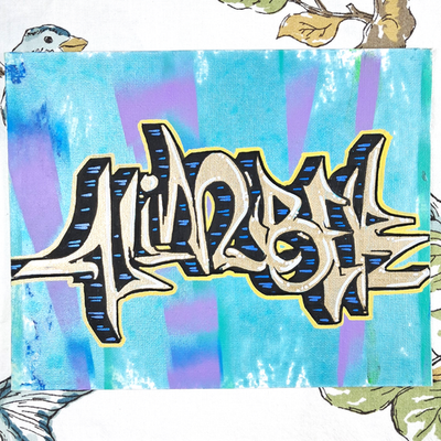 #ad NIMBUS Graffiti Style Art GLITTER GOLD Canvas Panel Painting Original 10x8 OOAK $42.00