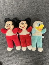 Vintage lot WDW Mickey Mouse and Donald Duck rubber face plush 60s 50s Plush