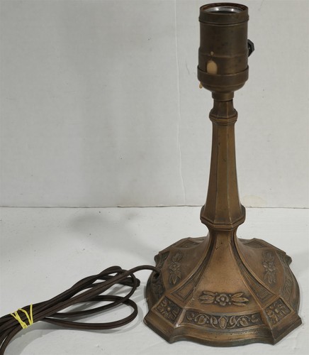 Vtg Metal Painted Copper Floral Design Boudoir Table Lamp Base Repair Refurbish - Imagen 3 de 8