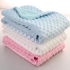 Baby Blanket Dimple Dot Minky Soft Sherpa Fleece Newborn Gift