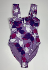 NEW Mynah Womens Purple Floral One Piece Swimsuit Size S