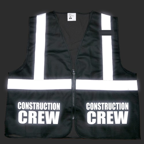 Chaleco de seguridad para tripulación de construcción, negro, diseño reflectante, chaleco de alta visibilidad, - Imagen 3 de 5
