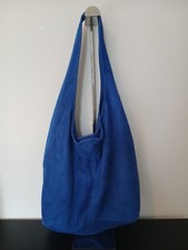 Electric Blue Suede Hobo Slouch Bag Made In Italy New