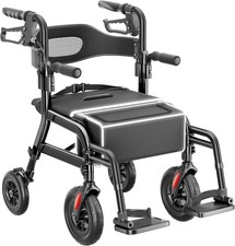 2-in-1 Rollator Walker Wheelchair Combo 10in All-Terrain 350lb - NIB