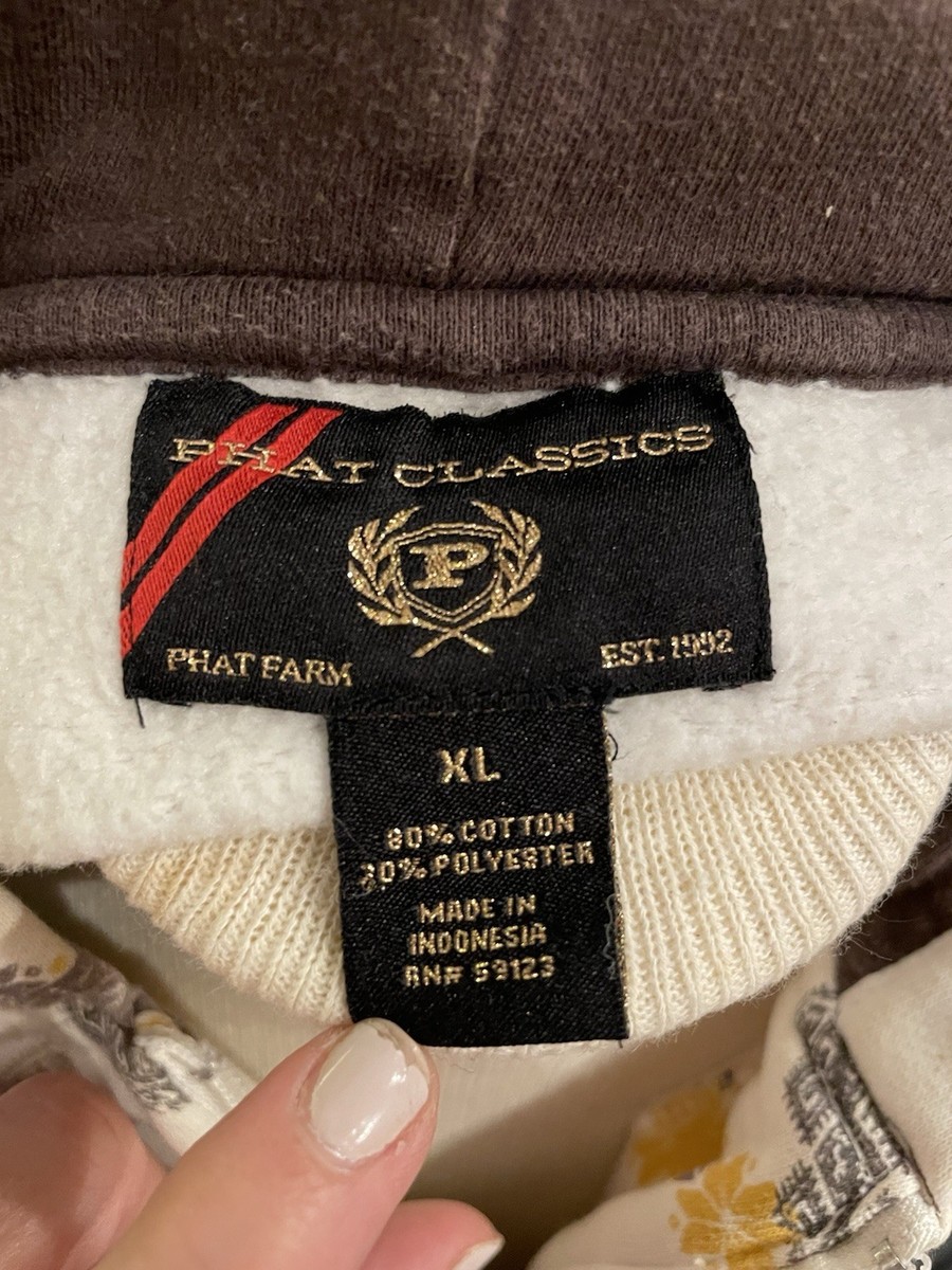 Vintage Phat Farm Hoodie Mens XL Phat Classics Brown Plaid Full