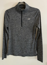 New Under Armour Women's Small Half Zip Pullover Loose Heat Gear Black gray
