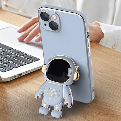   3D Astronaut Handy Hülle iPhone 13/12/11 Schutzhülle Electroplating Ständer