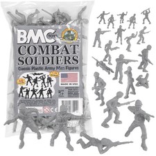 BMC Classic Plastic Army Men - 40pc Gray WW2 Soldier Figures - Made in USA