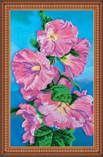 Bead Embroidery Kit on Natural Artist Canvas needlepoint beadwork DIY wall art