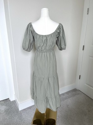 Sim & Sam Sage Green Puff Sleeve Boho Dress - 100% Cotton - Size M | eBay Sim & Sam Sage Green Puff Sleeve Boho Dress - 100% Cotton - Size M | eBay