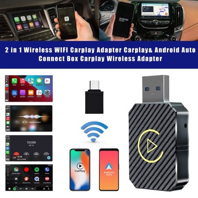 2 in 1 Wireless Carplay Adapter Android Auto Adapter USB Auto Dongle Connect Box