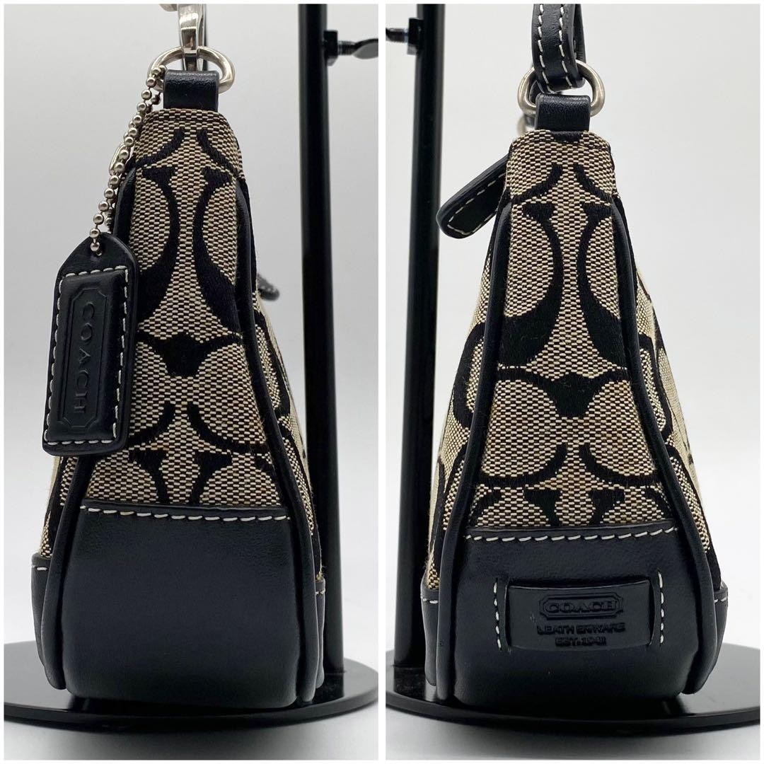 Coach 6094 Signature Demi mini Pouch Bag Canvas Leather Black Used