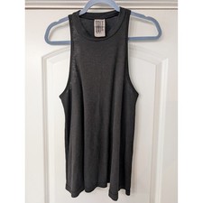 Free People Womens Black Ribbed Racerback Tank Top High Neck Sleeveless medium