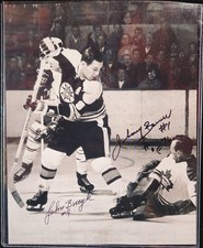 JOHNNY BOWER JOHN BUCYK DUAL SIGNED COA MAPLE LEAFS 8X10 PHOTO Boston BRUINS