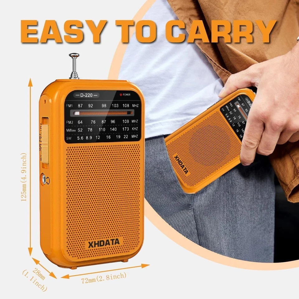 XHDATA D220 Portable Radio AM FM SW Shortwave Receiver Pocket Radios ...