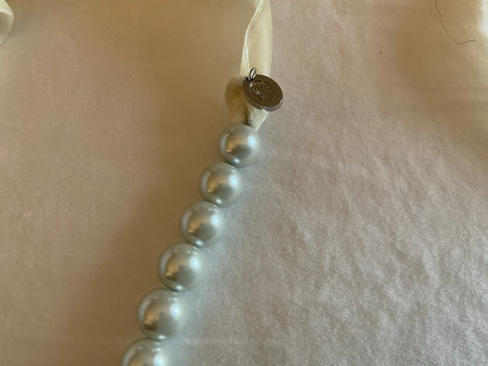 Collar Gargantilla Victoriana Perla Cinta Terciopelo Blanco Marfil Nupcial Largo De Colección Foto 4 de 4