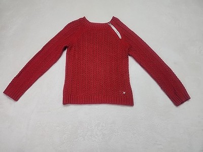 American Eagle Girls Sweater Red With Zipper On Collar Small