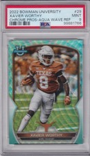 2022 Bowman Chrome U Aqua Wave Refractor Xavier Worthy ROOKIE /299 #29 PSA 9