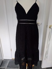 B.N.W.T. LADIES COTTON BLACK LACE EMBROIDERY ANGLAISE MAXI DRESS SIZE 16/18