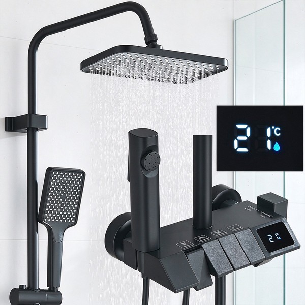 Edelstahl Duschset Led Duscharmatur Duschsystem Regendusche Mischbatterie Brause-image