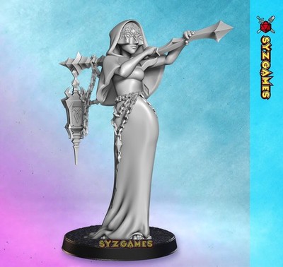 Daena the Lantern Bearer Human Warlock Pinup Miniature 5E Figure Tabletop RPGs