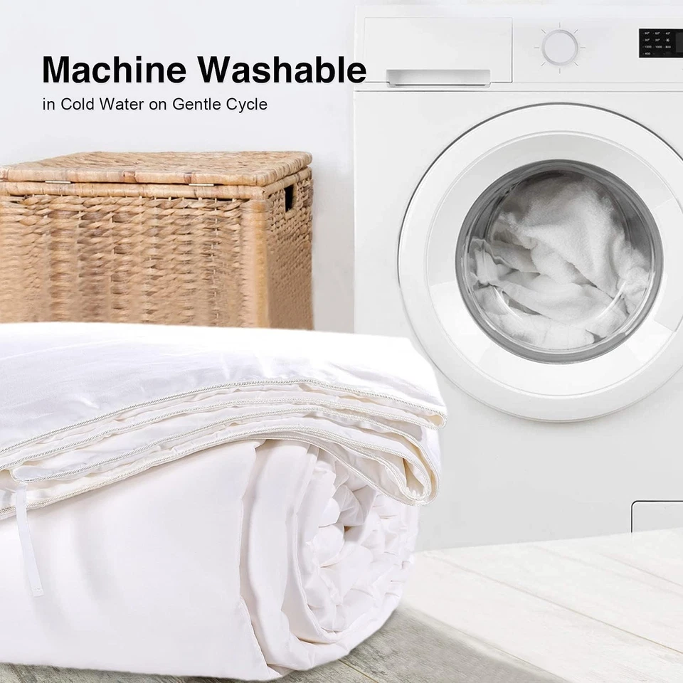 Шелковое одеяло для всех сезонов с хлопковым чехлом 80*84 дюйма/4,2 фунта шелковое наполненное - Изображение 3 из 4