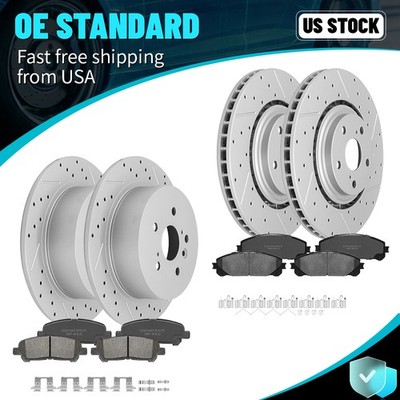 For 2008 2009-2013 2014 Toyota Highlander Front Rear Disc Rotors Brake Pads Kit