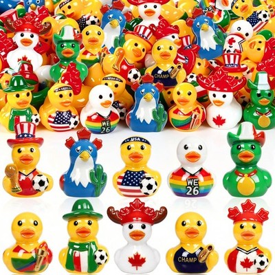 50PCS World Soccer Cup Mini Resin Ducks 10 Style Sports Theme Collectible Lit...