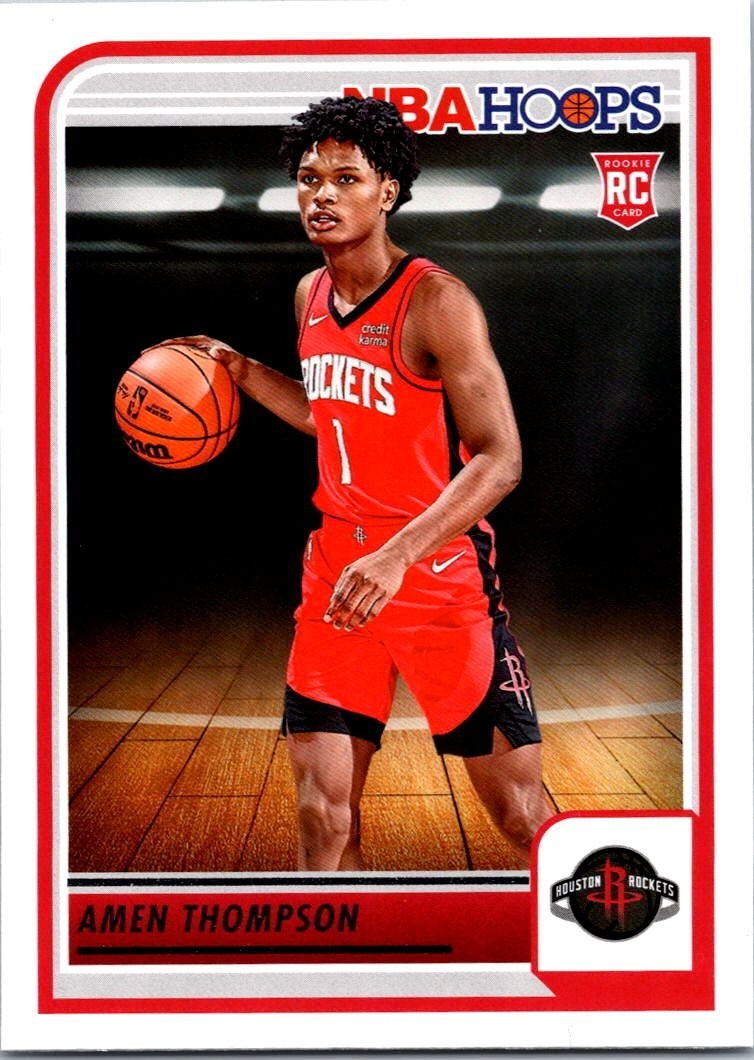 2023-24 AMEN THOMPSON PANINI NBA HOOPS #242 ROOKIE RC CARD HOUSTON ROCKETS