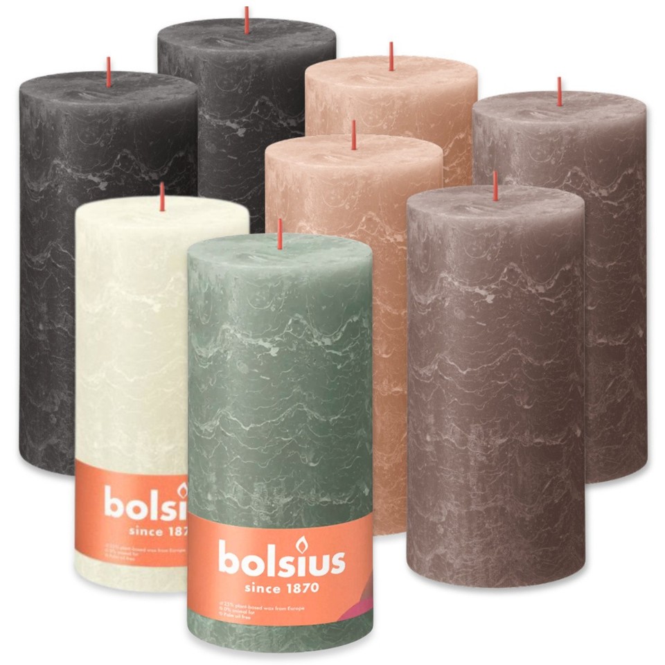 4er Set Bolsius XXL Rustik Stumpenkerzen 200x100mm Rustic Shine Kerzen 2.Wahl